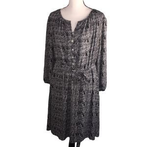 DR2 Daniel Rainn Black White Print Button Front Dress Size 3X